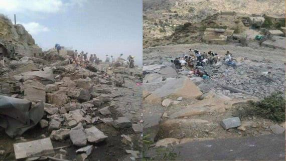 طيران العدوان يدمر منزلين بمديرية رازح بصعدة
