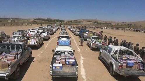 قافلة غذائية كبرى من قبائل بني حشيش دعماً للجيش واللجان