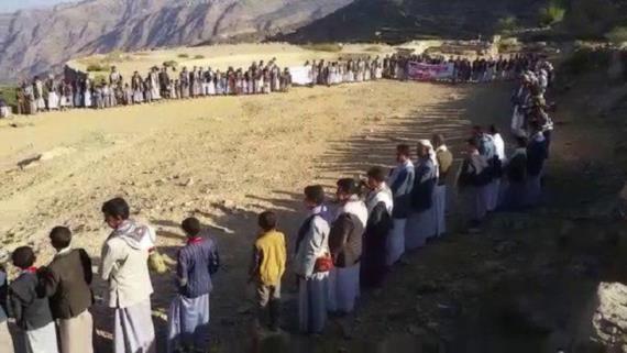 وقفة احتجاجية في مديرية المفتاح بحجة تنديدا بالعدوان والحصار