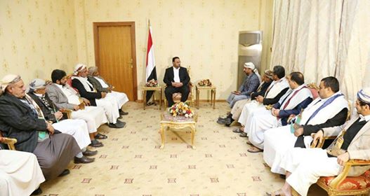 الرئيس الصماد يلتقي مشائخ ووجهاء محافظة المحويت ومحافظ صنعاء