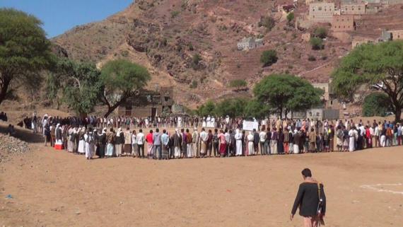 وقفة حاشدة للتعبئة العامة والتجنيد الرسمي بمديرية فرع العدين بإب