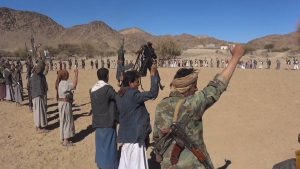 وقفة قبلية لأبناء مديرية بدبدة بمأرب في إطار حملة التجنيد الطوعي