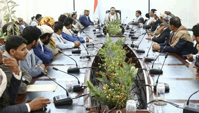 الرئيس الصماد يلتقي عدد من مشائخ بني الحارث بأمانة العاصمة