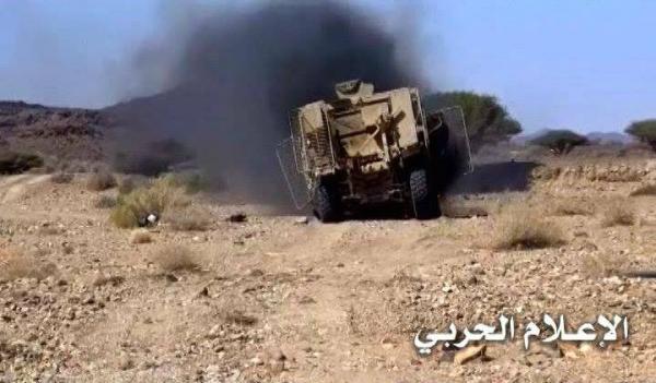 تدمير مدرعة للغزاة والمرتزقة في الساحل الغربي ومصرع طاقمها