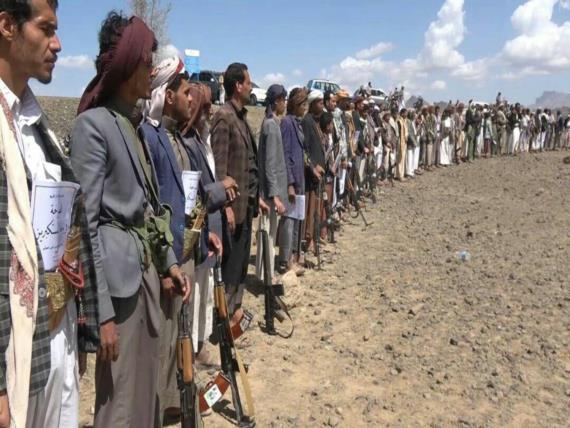 وقفة احتجاجية لأبناء عزلة خولان بحجة تنديدا بجرائم العدوان