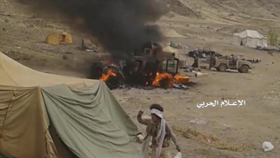 تدمير طقمين عسكريين ومدرعة للمرتزقة قبالة نجران ومصرع طواقمها