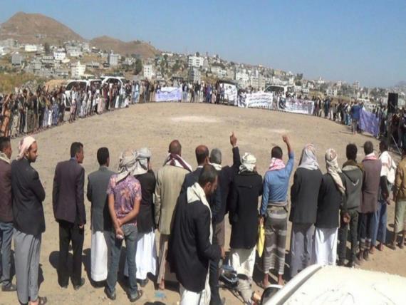وقفات احتجاجية في جبلة وبعدان بمحافظة إب رفضا للعدوان