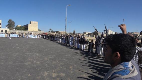أبناء مديرية صعدة يستنكرون استمرار جرائم العدوان